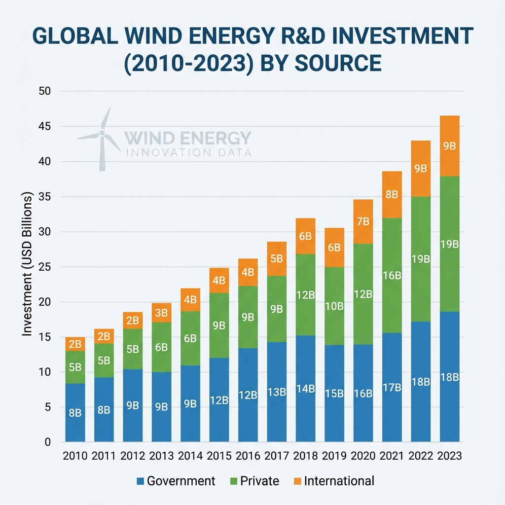 Đầu tư R&D năng lượng gió toàn cầu 2010-2023